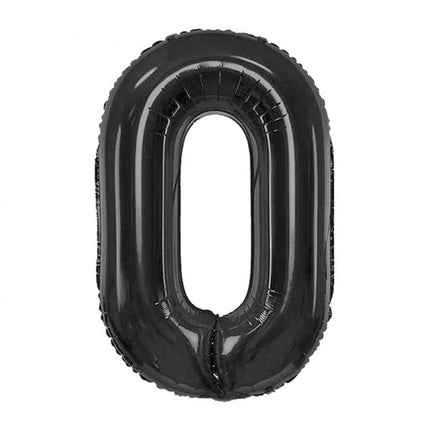 Fekete 0-ás B&C Matt Black szám fólia lufi 85 cm