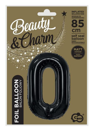 Fekete 0-ás B&C Matt Black szám fólia lufi 85 cm