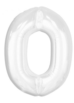 Fehér B&C White 0-ás szám fólia lufi 92 cm