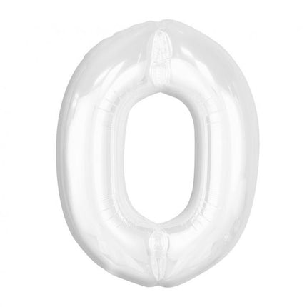 Fehér B&C White 0-ás szám fólia lufi 92 cm