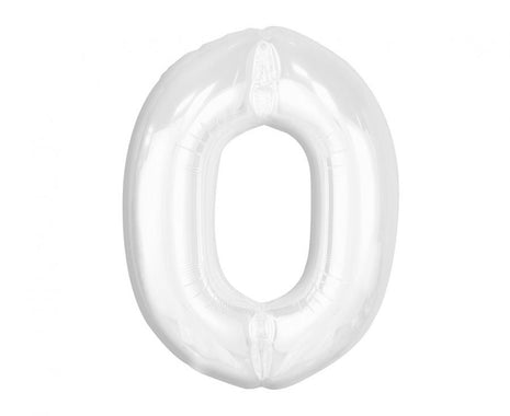 Fehér B&C White 0-ás szám fólia lufi 92 cm