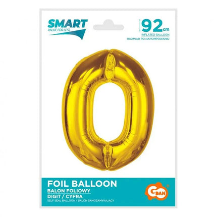 Arany 0-ás Gold szám fólia lufi 92 cm