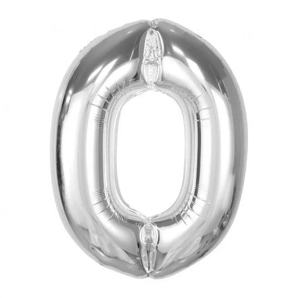 Ezüst 0-ás Silver szám fólia lufi 92 cm