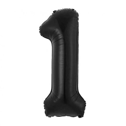 Fekete 1-es B&C Matt Black szám fólia lufi 85 cm