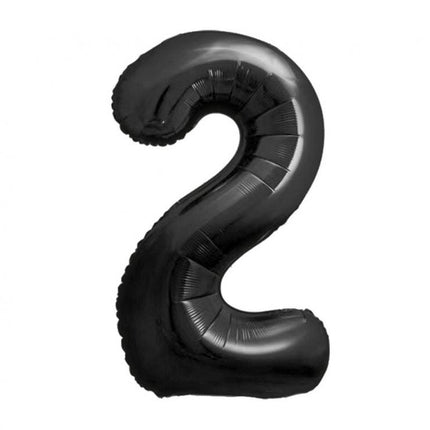 Fekete 2-es B&C Matt Black szám fólia lufi 85 cm