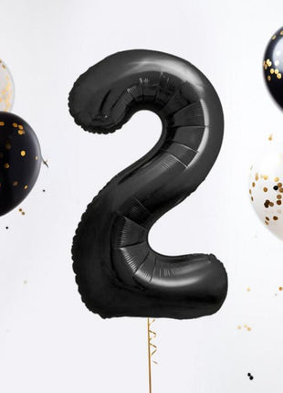 Fekete 2-es B&C Matt Black szám fólia lufi 85 cm