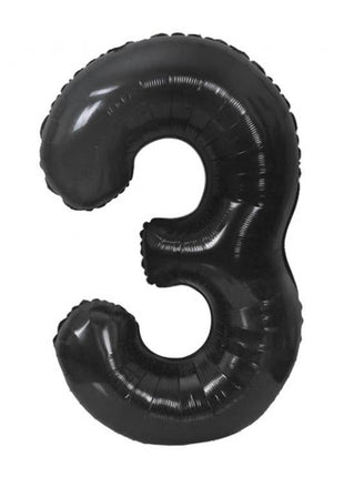 Fekete 3-as B&C Matt Black szám fólia lufi 85 cm