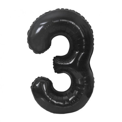Fekete 3-as B&C Matt Black szám fólia lufi 85 cm