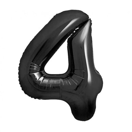 Fekete 4-es B&C Matt Black szám fólia lufi 85 cm