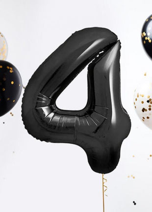 Fekete 4-es B&C Matt Black szám fólia lufi 85 cm