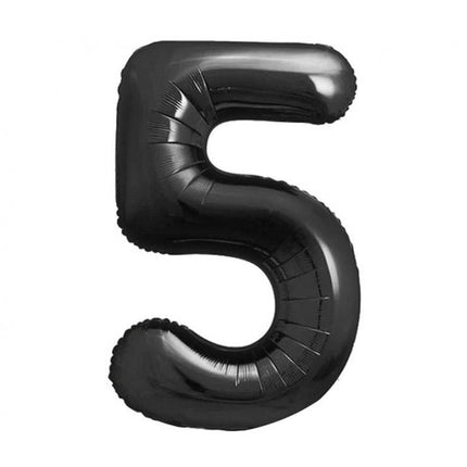 Fekete 5-ös B&C Matt Black szám fólia lufi 85 cm