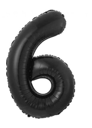 Fekete 6-os B&C Matt Black szám fólia lufi 85 cm