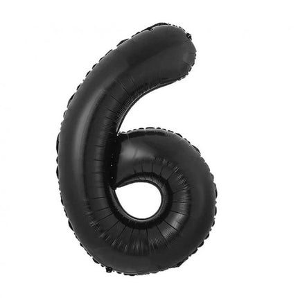 Fekete 6-os B&C Matt Black szám fólia lufi 85 cm