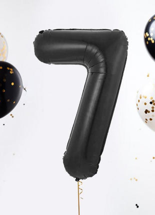 Fekete 7-es B&C Matt Black szám fólia lufi 85 cm