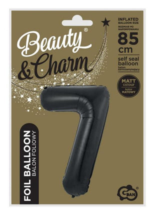 Fekete 7-es B&C Matt Black szám fólia lufi 85 cm
