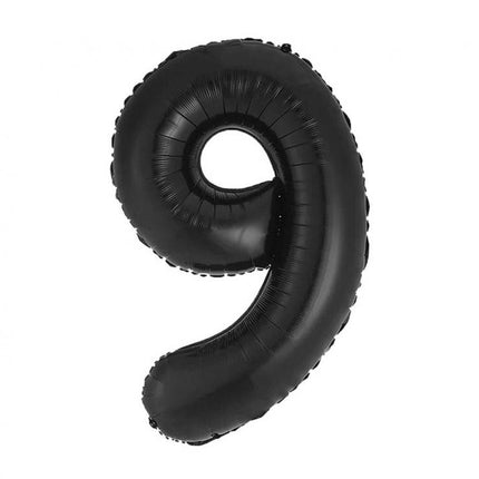 Fekete 9-es B&C Matt Black szám fólia lufi 85 cm