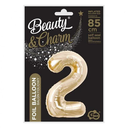 Pezsgőszínű B&C Champagne 2-es szám fólia lufi 85 cm