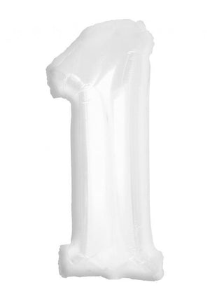 Fehér B&C White 1-es szám fólia lufi 92 cm