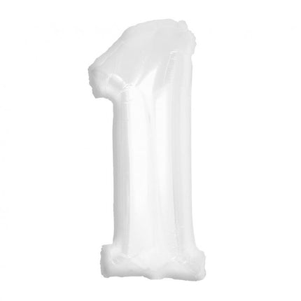Fehér B&C White 1-es szám fólia lufi 92 cm