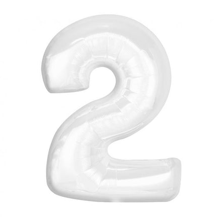 Fehér B&C White 2-es szám fólia lufi 92 cm