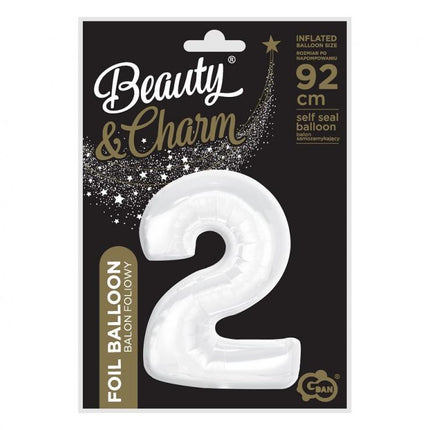 Fehér B&C White 2-es szám fólia lufi 92 cm