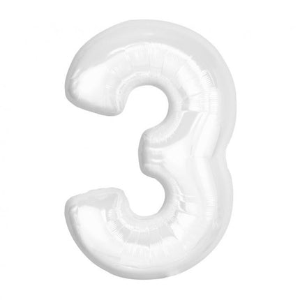 Fehér B&C White 3-as szám fólia lufi 92 cm