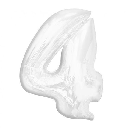 Fehér B&C White 4-es szám fólia lufi 92 cm