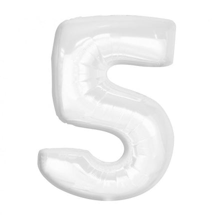 Fehér B&C White 5-ös szám fólia lufi 92 cm