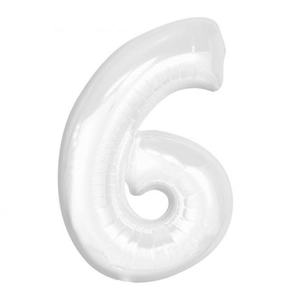 Fehér B&C White 6-os szám fólia lufi 92 cm
