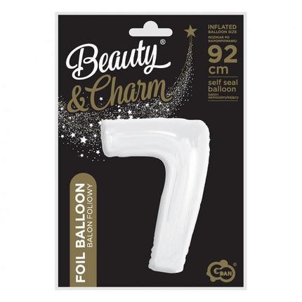 Fehér B&C White 7-es szám fólia lufi 92 cm