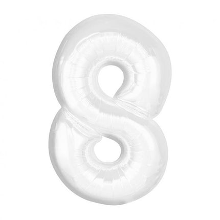 Fehér B&C White 8-as szám fólia lufi 92 cm