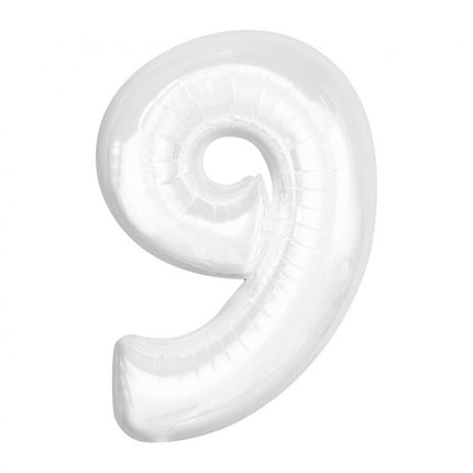Fehér B&C White 9-es szám fólia lufi 92 cm