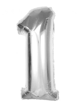 Ezüst 1-es Silver szám fólia lufi 92 cm