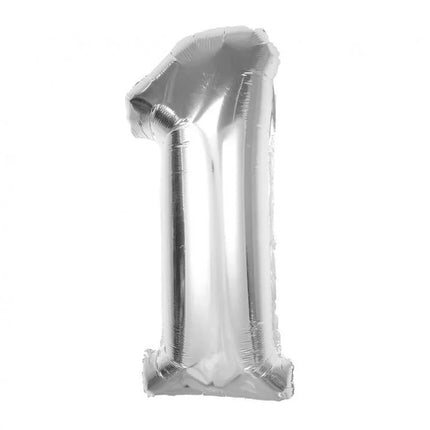 Ezüst 1-es Silver szám fólia lufi 92 cm