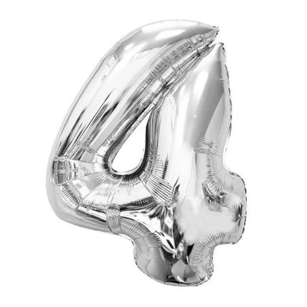 Ezüst 4-es Silver szám fólia lufi 92 cm