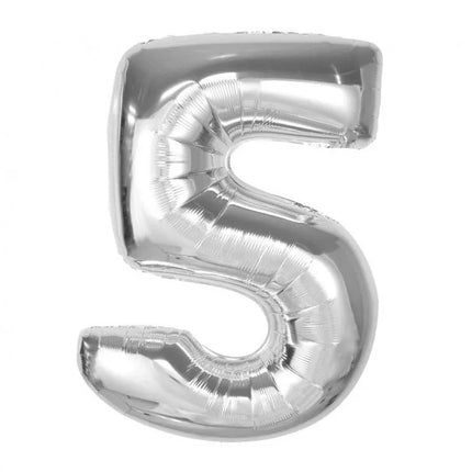 Ezüst 5-ös Silver szám fólia lufi 92 cm