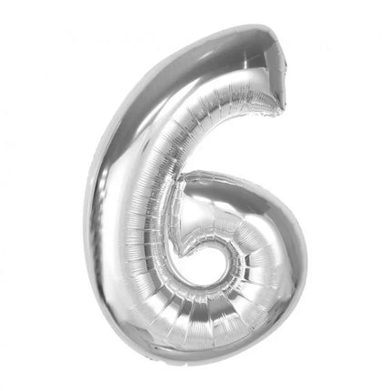 Ezüst 6-os Silver szám fólia lufi 92 cm