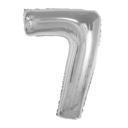 Ezüst 7-es Silver szám fólia lufi 92 cm