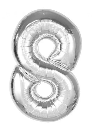 Ezüst 8-as Silver szám fólia lufi 92 cm