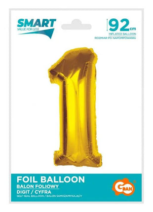 Arany 1-es Gold szám fólia lufi 92 cm