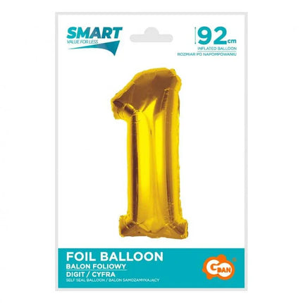 Arany 1-es Gold szám fólia lufi 92 cm