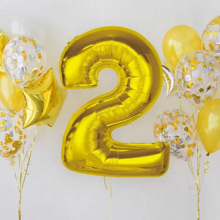 Arany 2-es Gold szám fólia lufi 92 cm