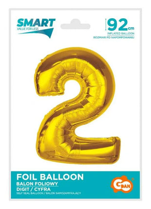 Arany 2-es Gold szám fólia lufi 92 cm