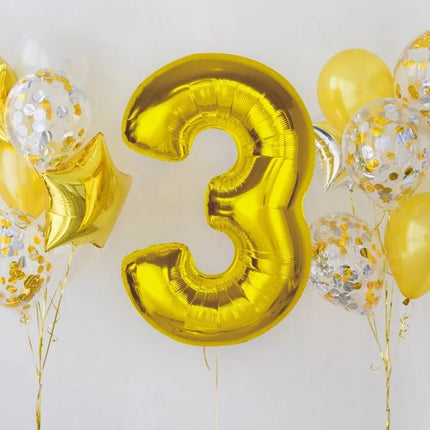 Arany 3-as Gold szám fólia lufi 92 cm