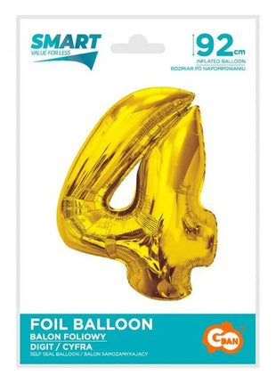 Arany 4-es Gold szám fólia lufi 92 cm