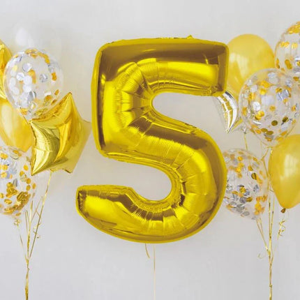 Arany 5-ös Gold szám fólia lufi 92 cm