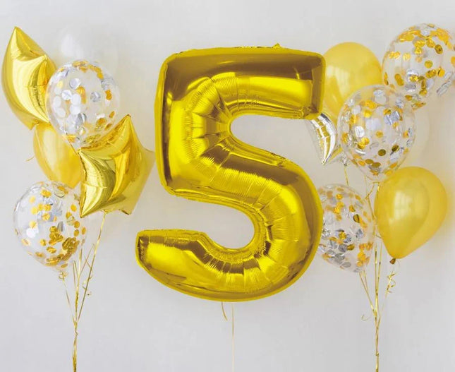 Arany 5-ös Gold szám fólia lufi 92 cm