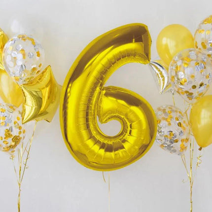 Arany 6-os Gold szám fólia lufi 92 cm