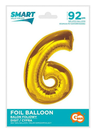 Arany 6-os Gold szám fólia lufi 92 cm