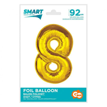 Arany 8-as Gold szám fólia lufi 92 cm